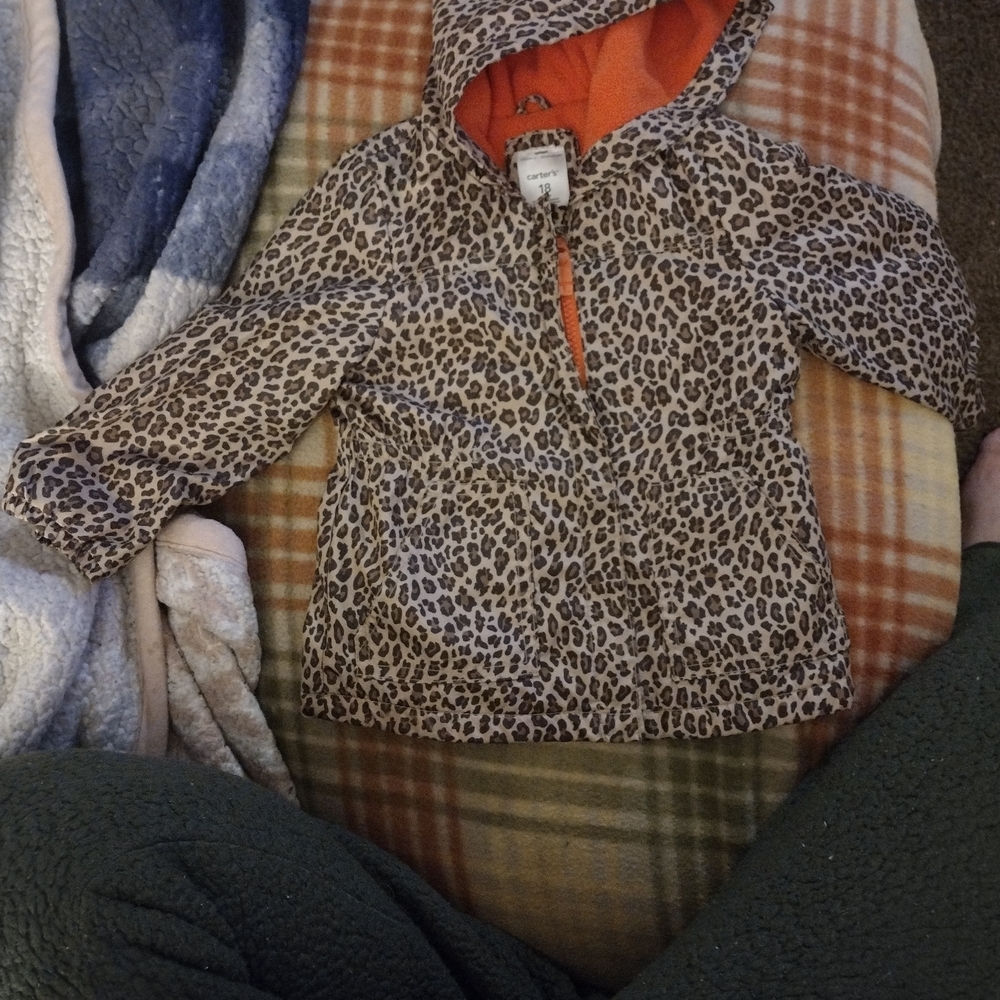 Carter's Leopard Print Kids Hoodie with Orange Lining